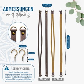 BLAU MARITÉ Set of Two Front Hand Tie Backs Cowhide Leather Designer Tie Backs Wall Anchor Hooks Included (Grey)