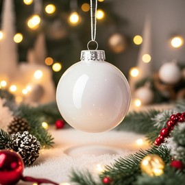 12 Pcs 3.15inch White Iridescent Christmas Ball Ornaments,DIY Plastic Shatterproof Hanging Holiday Decorations for Birthday Party,Festive Displays,Home Decor,Weddings