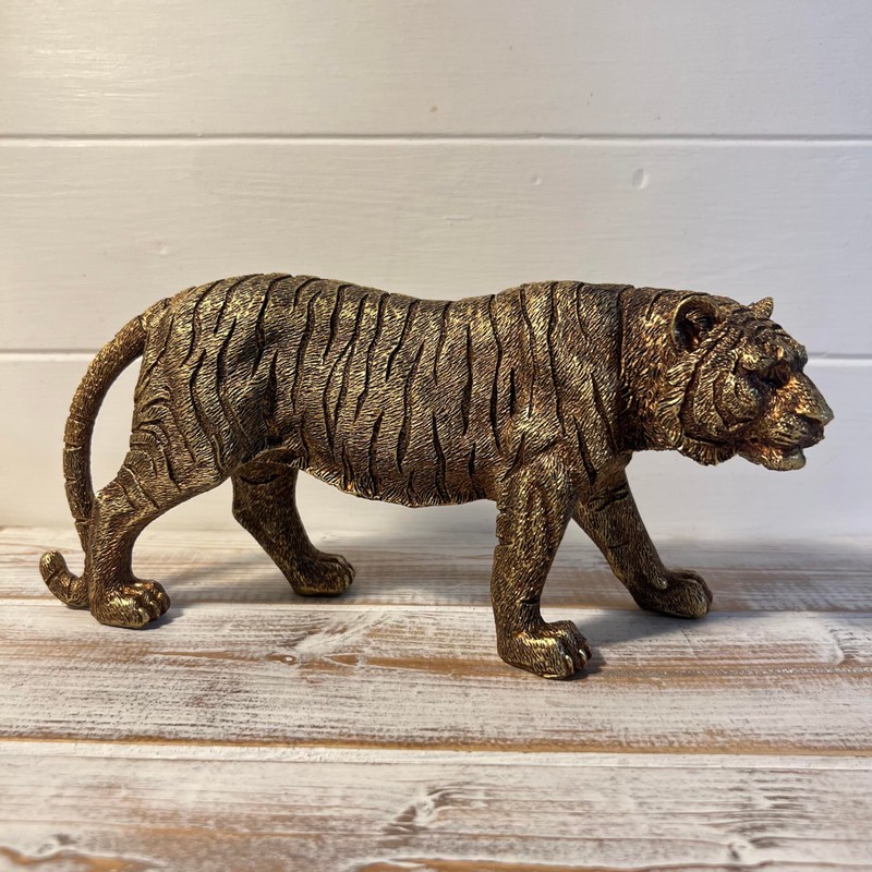 Thorness Handcrafted Bronze-Effect Tiger Statue - Elegant and Decorative Ornament