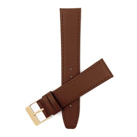 Bandini 12mm Womens Italian Leather Watch Strap Band - Light Brown with Stitching - Classic - Slim - Gold Buckle