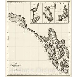 Historic Map : Cote Nord-Ouest De L'Amerique Reconnue Par Cape, 1800, George Vancouver, Vintage Wall Art : 20in x 24in