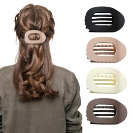 Senndio Flat Hair Clips, 4 Pcs Duckbill Hair Clips For Women, Curved Design Matte Flat Hair Claw Clips, Strong Hold Hair Accessories For Thick/Thin Hair, Comfortable For Daily Use