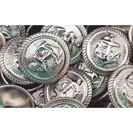 5 Buttons Anchor Silver 15 mm