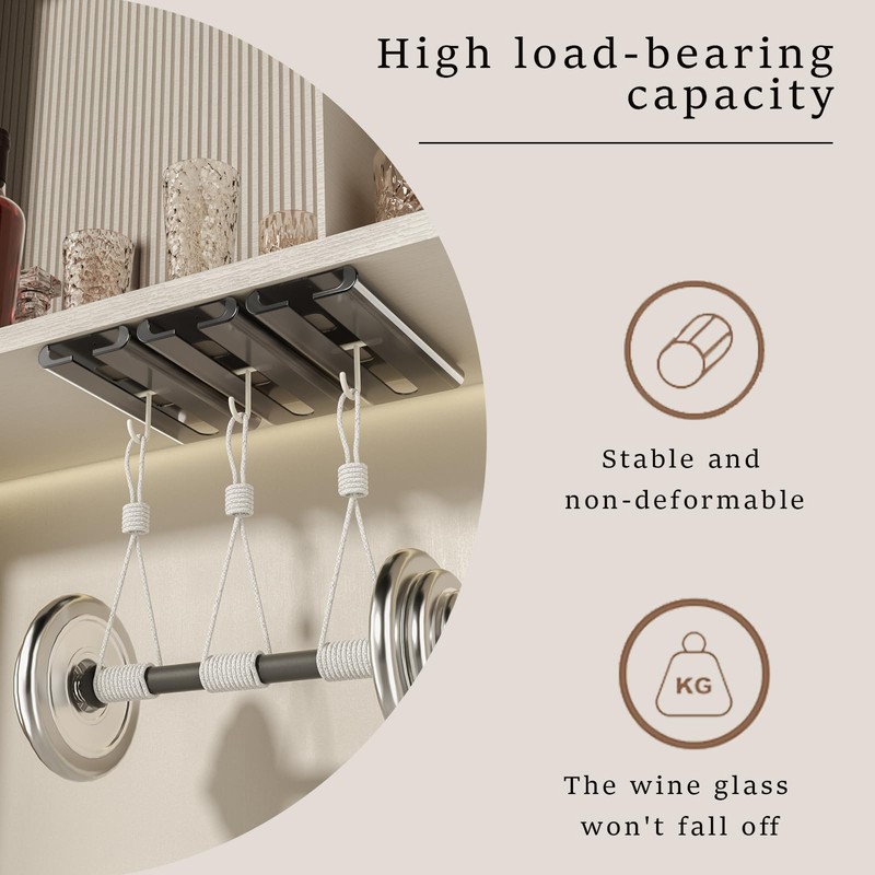 Vaisoeny Wine Glass Holder, 4PACK Translucent Wine Glass Rack Under