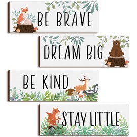 4 Pieces Woodland Nursery Decor Safari Nursery Decor Cute Jungle Animal Room Decor Nursery Decorations for Bedroom Room 11x 3.9 Inches(White Background)