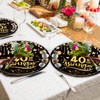 EVYIENEN 50Pcs 40th Birthday Party Paper Plates,7inch Disposable Black and