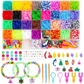 Loom Bracelet Kit,Rubber Bands Bracelet Making Kit for Girls,Elastic Bracelet Making Kit DIY Crafting Toys Loom Bands Bracelet Kit Gifts for Girls and Boys Birthday Christmas