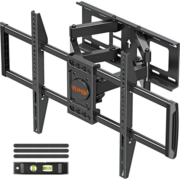 ELIVED UL Listed TV Wall Mount for Most 37-82 Inch Flat Screen TVs, Swivel and Tilt Full Motion TV Mount Bracket, Max VESA 600x400mm, 100 lbs. Loading, Fits 16" Wood Studs, YD3003