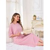 Wikoan Women's Long Nightdress Plus Size Soft Nightgown Short Sleeve