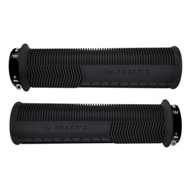 Peaty's Manopole Bici MTB Monarch - Impugnature in Mescola Morbida 20a con Texture a Fungo, Manopole Bicicletta Ammortizzanti con Barre ad Alta Presa e Cuscinetto per Pollice - 32-34 mm, Nero