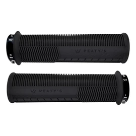 Peaty's Manopole Bici MTB Monarch - Impugnature in Mescola Morbida 20a con Texture a Fungo, Manopole Bicicletta Ammortizzanti con Barre ad Alta Presa e Cuscinetto per Pollice - 32-34 mm, Nero