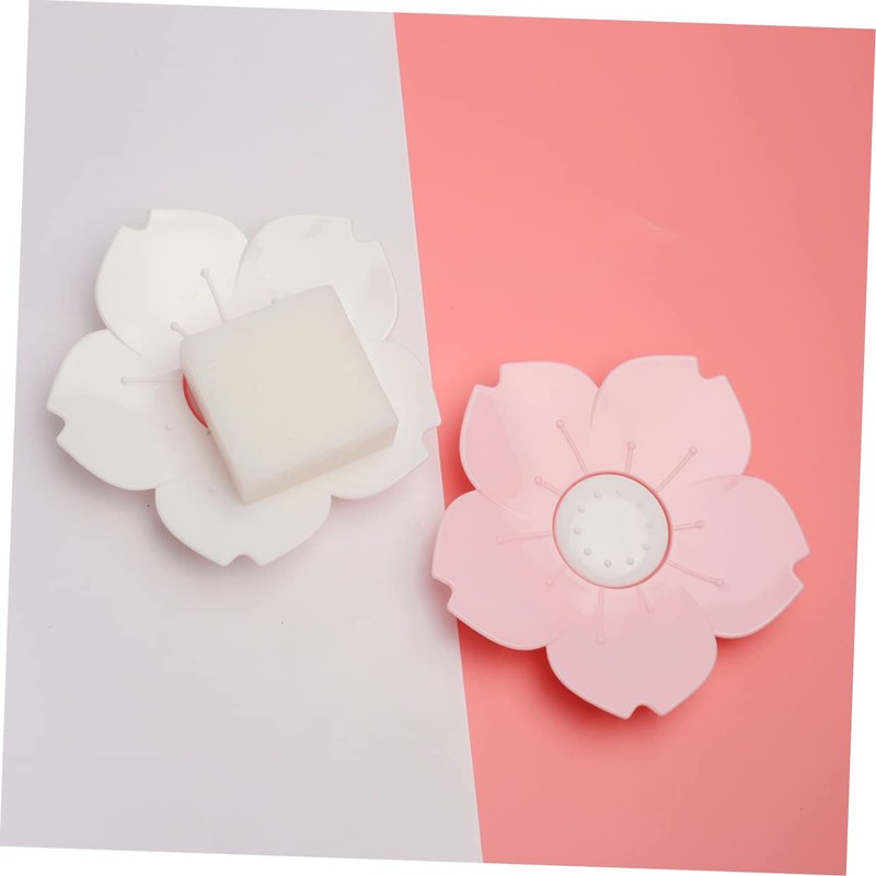 STOBAZA Flower Shaped Soap Dish Set Draining Soap Holder Box