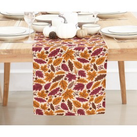 PurpleEssences Camino de mesa de hojas de arce otoñales, decoración de mesa de comedor para interiores y exteriores, 14 x 72 pulgadas, jardín de otoño