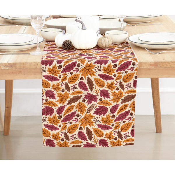PurpleEssences Camino de mesa de hojas de arce otoñales, decoración