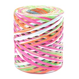 G2PLUS Colored 262 Feet Raffia Paper Ribbon, 6 Colored Packing Paper String, Pink Green Orange Raffia Ribbon for Gift Wrapping, DIY Decoration, Mother's Day, Valentine's Day
