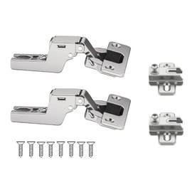 Set of 2 Hinges Plus Adjustable Base and Screws - Zipper for Cabinet, Kitchen, Bedside Stands and Drawers, Easy and Quick Assembly