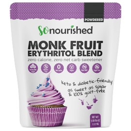 So Nourished Powdered Monk Fruit Sweetener with Erythritol, 1:1 Sugar Substitute, Keto, 0 Calorie, 0 Net Carb, Non-GMO (5 Pounds)
