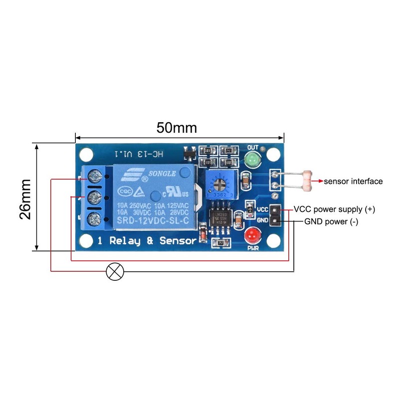 sourcing map Photosensitive Sensor Module Light Intensity Detection DC 12V