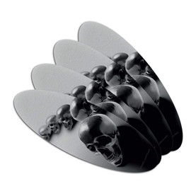 Metal Skulls Skeletons Double-Sided Oval Nail File Emery Board Set 4 Pack