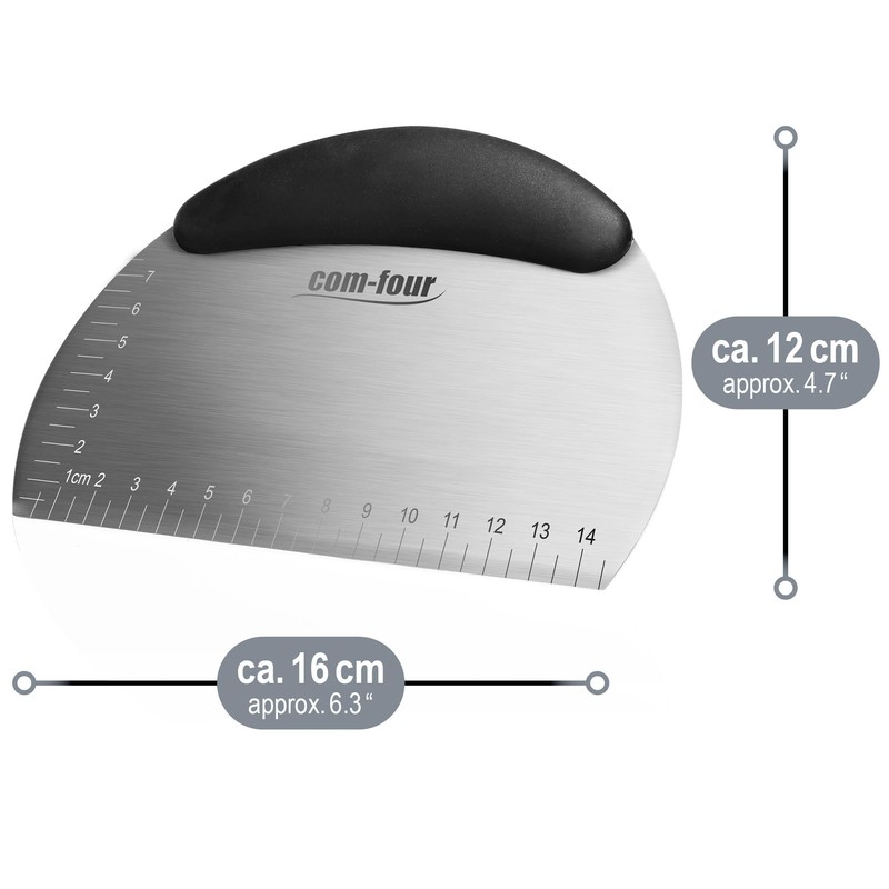COM-FOUR® Premium Dough Spatula, Stainless Steel Dough Cutter with Plastic