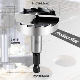 2-1/2 Inch Forstner Bit for Woodworking,2-1/2" Forstner Drill Bit for Wood,Wood Drill Bit Woodworking Hinge Cutter Tool for Woods Plywood Plastic