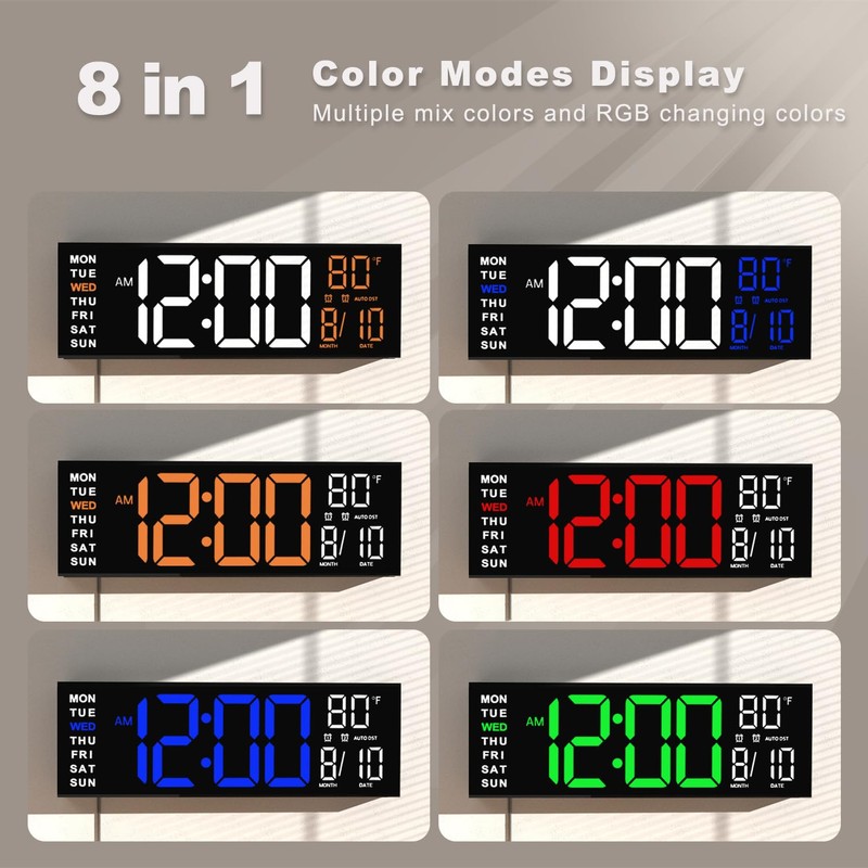 JALL 16" Large Digital Wall Mount Clock, Count Down Timer,
