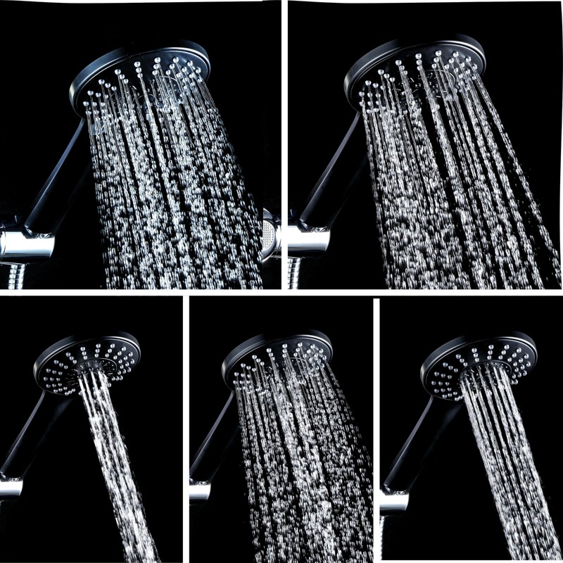 Wirquin Black Roma 5 Jet Shower Head & Hose
