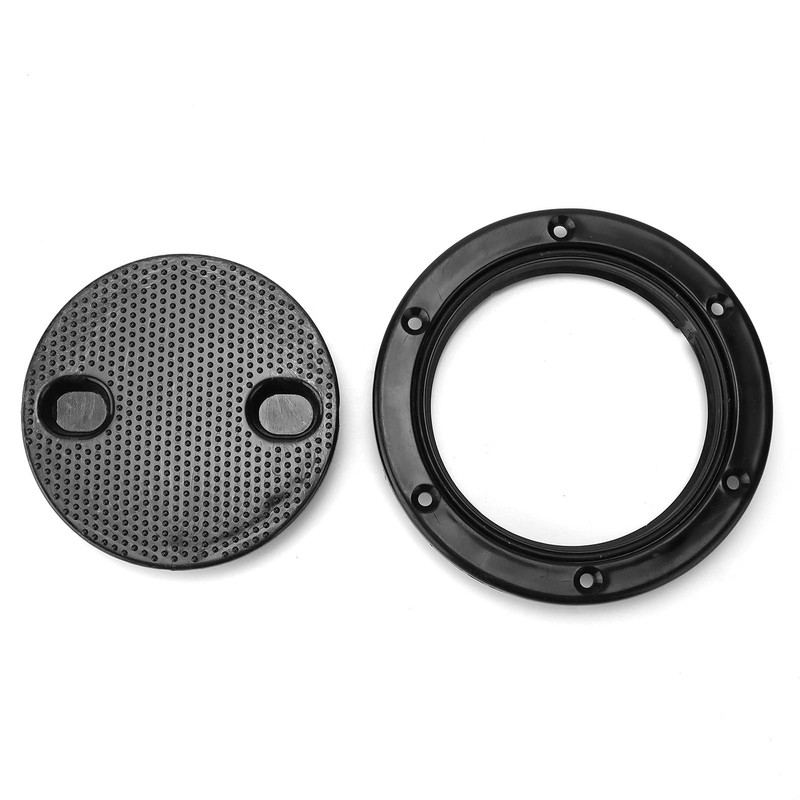 Boat Hatch Deck Plate, 4in Black Round Non Slip Inspection