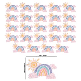 Gyufise 24Pcs Rainbow Clouds Cupcake Toppers Glitter Sun Rainbow Cupcake Picks for Boys Girls Rainbow Theme Baby Shower Birthday Party Decorations Supplies