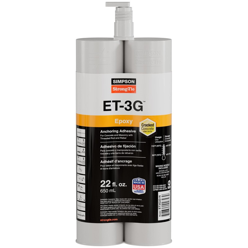 Simpson Strong-Tie ET3G22-N ET-3G 22 oz. Epoxy Adhesive Cartridge w/Nozzle