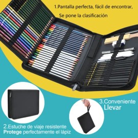Kit de Dibujo y Arte Profesional de 72 Piezas, Lápices de Colores, Carbón y Boceto con Estuche Portátil                                               