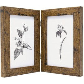Clay Roberts Double Photo Picture Frame 6 x 4, Brown, Holds 2 Standard Photographs, Freestanding, Twin Hinged 6x4" 10 x 15 cm Picture Frames