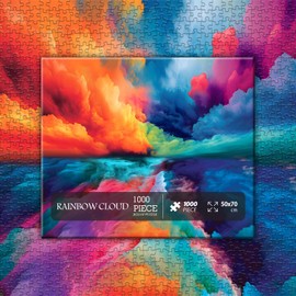 Impossible Puzzles for Adults 1000 Piece, Hard Difficult Jigsaw Puzzles for Adults Painting, Gradient Rainbow Colorful Challenging Puzzles for Adults Teens