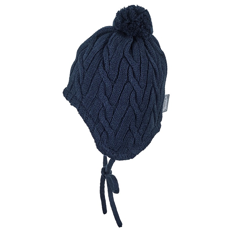 Sterntaler Bobble Knitted Hat with Bobble, navy