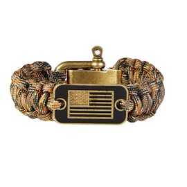 CHENXIKK Paracord Bracelet-Men's Tactical Survival Bracelet-Soldier Bracelet with Bronze American Flag-3 Adjustable Sizes