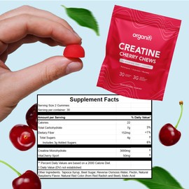 Organifi Creatine Chews - Premium Cherry Chews to Perform, Look, and Feel Better, 30-Day Supply