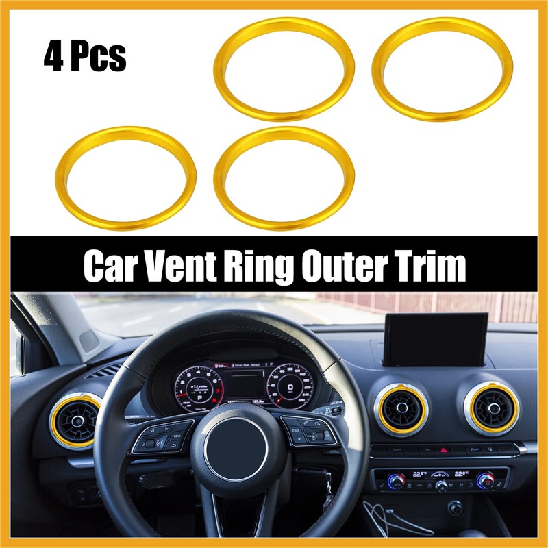 Partuto 4 Pcs Gold Tone Car Air Conditioner Vent Outer