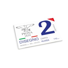 Pigna, Blocco da Disegno PignaDue con 4 angoli, Formato 24x33 cm., 20 Fogli da 110 g/m², Perfetto per Disegni e Schizzi, Carta Ruvida, confezione 1 pezzo