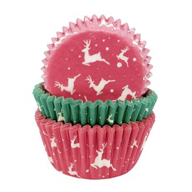 Creative Party CC044A Reindeer Cupcake Wrappers, Green and Red, Pack of 75