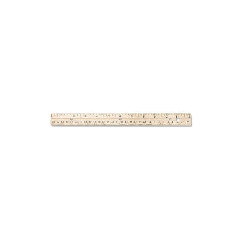 Westcott 10702 Hole Punched Wood Ruler English and Metric with