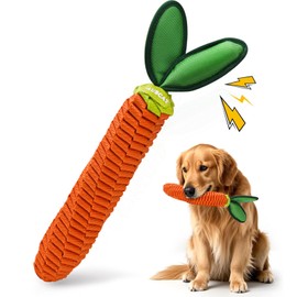 AUSCAT Dog Rope Toy, Durable Tug of War Toy with Squeaker, Braided Teething Toys for Small Medium Large Dogs, Carrot Shape