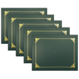 25 Pack Green Certificate Holders, Diploma Holders, Document Covers with Gold Foil Border, by Better Office Products, for Letter Size Paper, 25 Count, Hunter Green