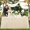 Partisky Ivory Polyester Table Skirt for Rectangle Tables 6ft, Wrinkle