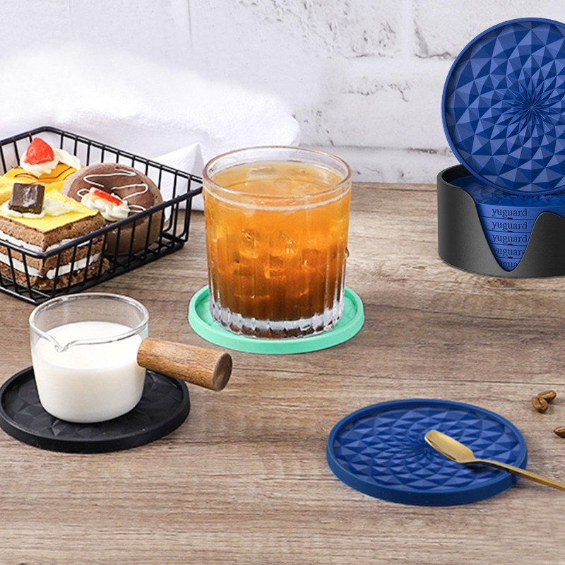 YUGUARD Silicone Coasters [6 Pack] Coasters with Holders - Drink