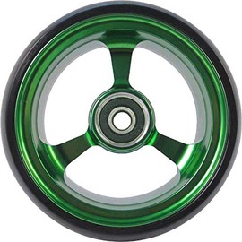RIANTWHEEL, 4 X 1.0 inch, Solid, PU Wheels, Wheelchair Casters, Aluminum Rim, one Pair (Green)