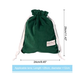 PATIKIL Soft Drawstring Lens Case, 11.42"x9.45"x0.24" Drawstring Lens Pouch, Camera Protective Handbag for Nikon DSLR Camera Lens, Dark Green