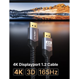 JSAUX DisplayPort Cable 2 Pack 10ft, 4K DP 1.2 Cable | 4K@60Hz, 2K@165Hz, 2K@144Hz | HDR, 21.6Gbps, FreeSync, G-Sync Display Port Cord for Gaming Monitor Graphics 3090 PC -Grey