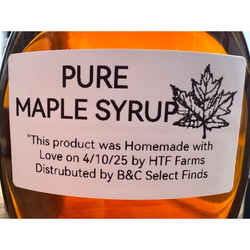 B&C Select Finds Pure Maple Syrup Minnesota Made Glass Bottle