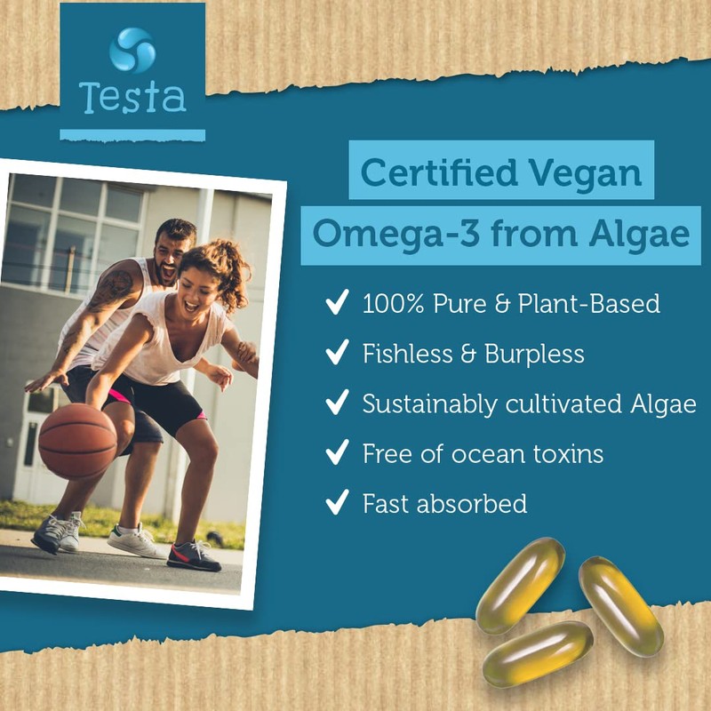 Testa Omega-3 Supplement - Vegan Based Omega 3 DHA EPA