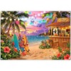 ZTHMOE Fabric 7x5ft Summer Hawaiian Beach Backdrop Tiki Bar Banner